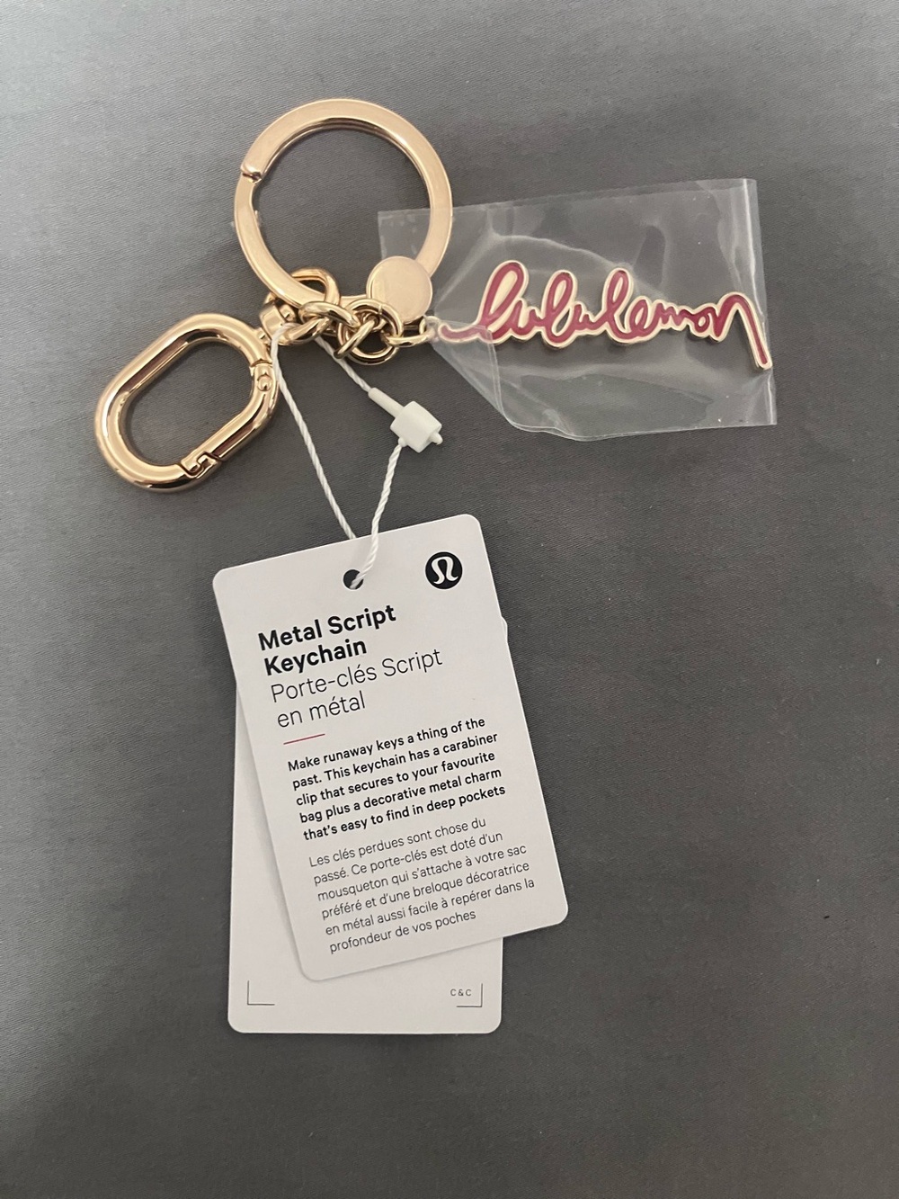Lululemon Metal Script Keychain